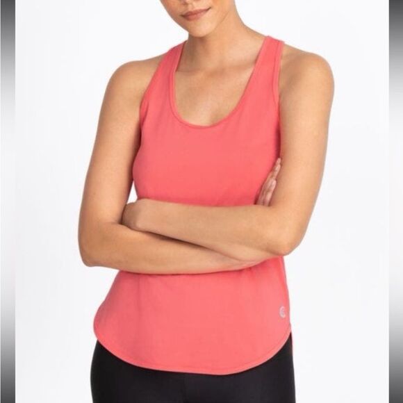 Johnny Was Calme Effect Draped Racerback Tank In Calypso Coral - Picture 2 of 4